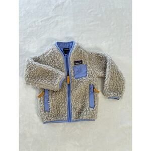 Patagonia Infant's Jacket Sherpa with Blue Trim, Full Zip Size 12-18 Months GC!!